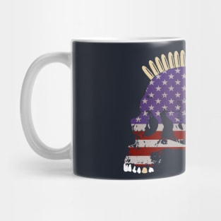 Skull with Mohawk of Bullets in Vintage American Flag Pattern Mug